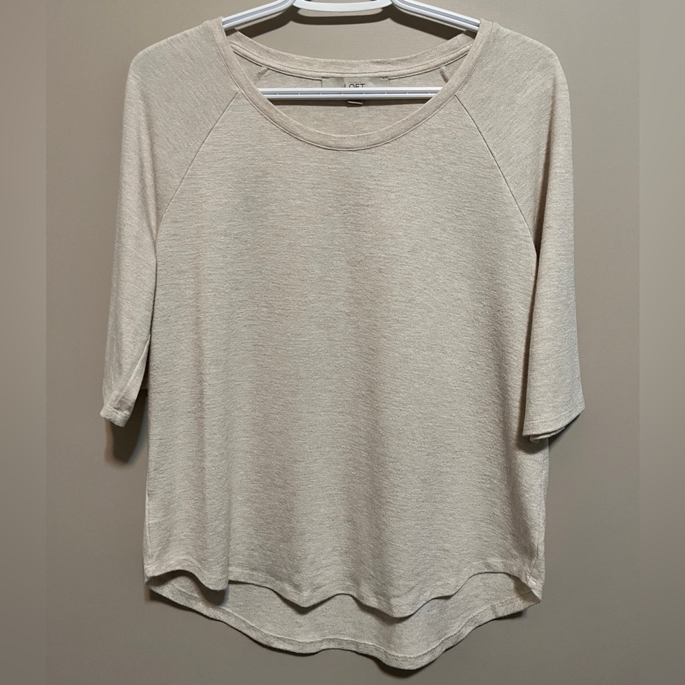 LOFT Women's Cream Short Sleeve Top, size M